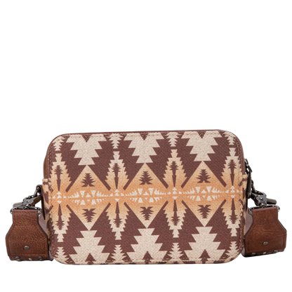 Wrangler Light Coffee Brown Aztec Printed Crossbody Purse WG2207-3003LCF