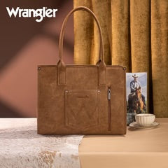 Wrangler Tooled Aztec Print Concealed Carry Large Tote Brown WG226G-8119BR