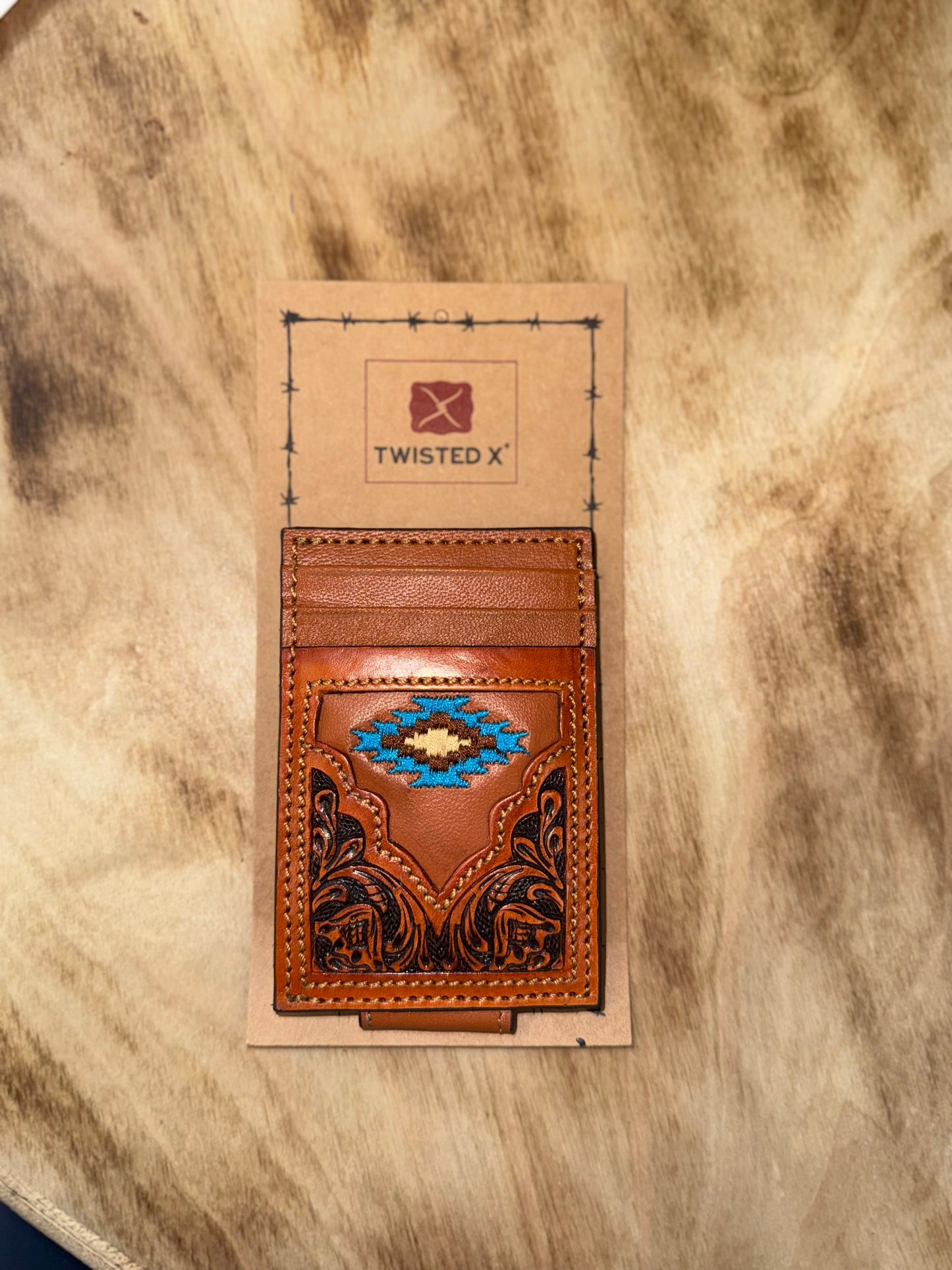 Twisted X Money Clip Embroidered SW Design Floral