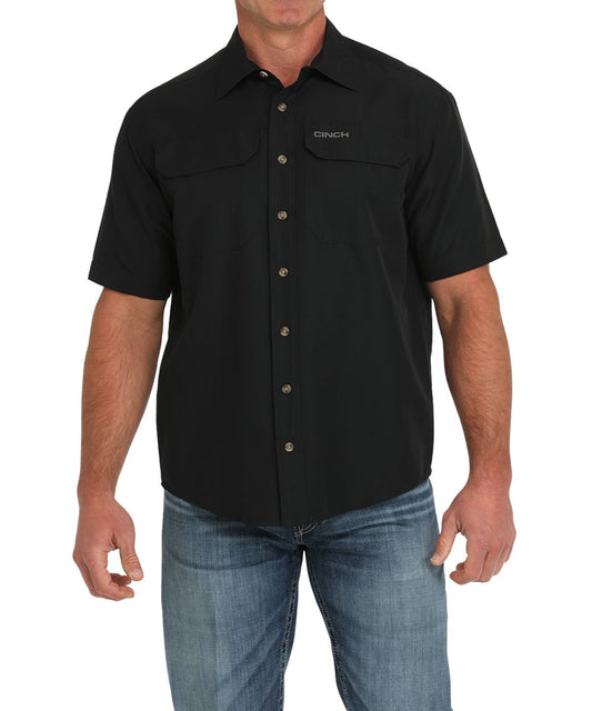 Cinch Men's Solid Black Short Sleeve Arenaflex Shirt