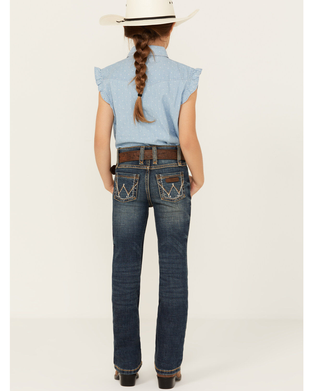 Wrangler Girls' Multi Stitch Bootcut Slim Fit Jeans