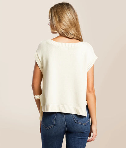 Blu Pepper Cable Knit Boxy Sweater Cream CR2709