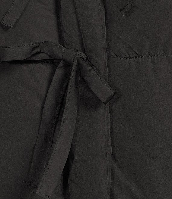 Blu Pepper Flutter Sleeve Bow Detail Zip-Up Puffer Vest Black CR2685