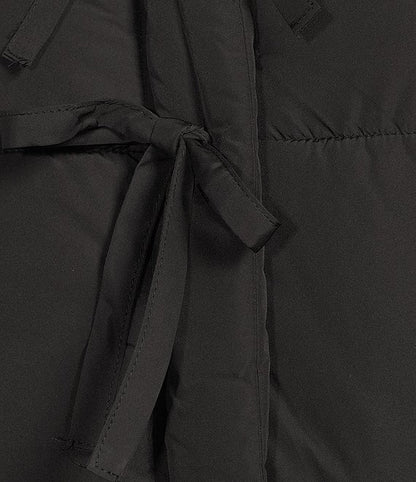 Blu Pepper Flutter Sleeve Bow Detail Zip-Up Puffer Vest Black CR2685
