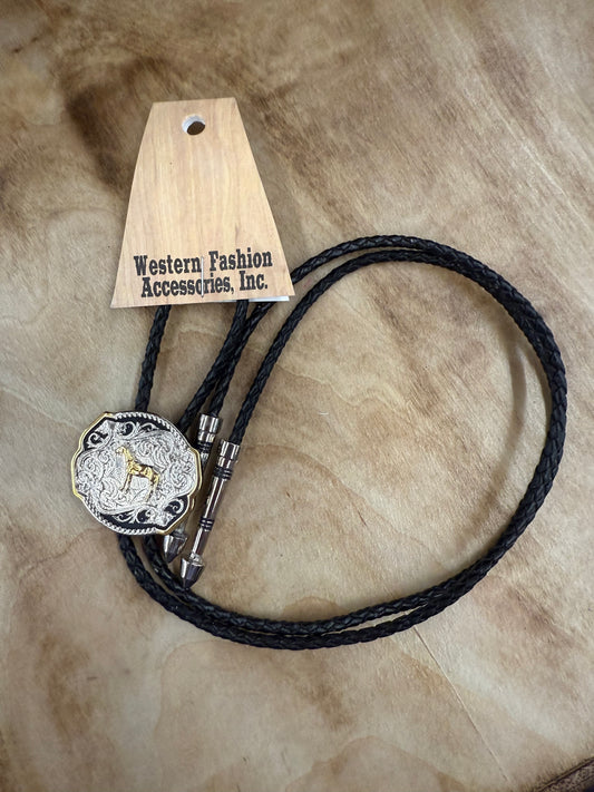 Western Fashion Accessories Bolo Tie Horse Leather Cord TBBT-301SH