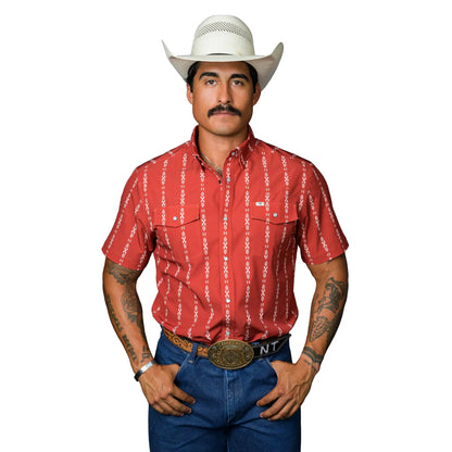Ferrell Mens  Short Sleeve Red The Maverick Shirt FPS1026065