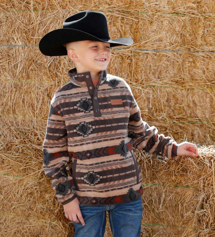 Cinch Boys Brown Polar Fleece Pullover MWK7590020