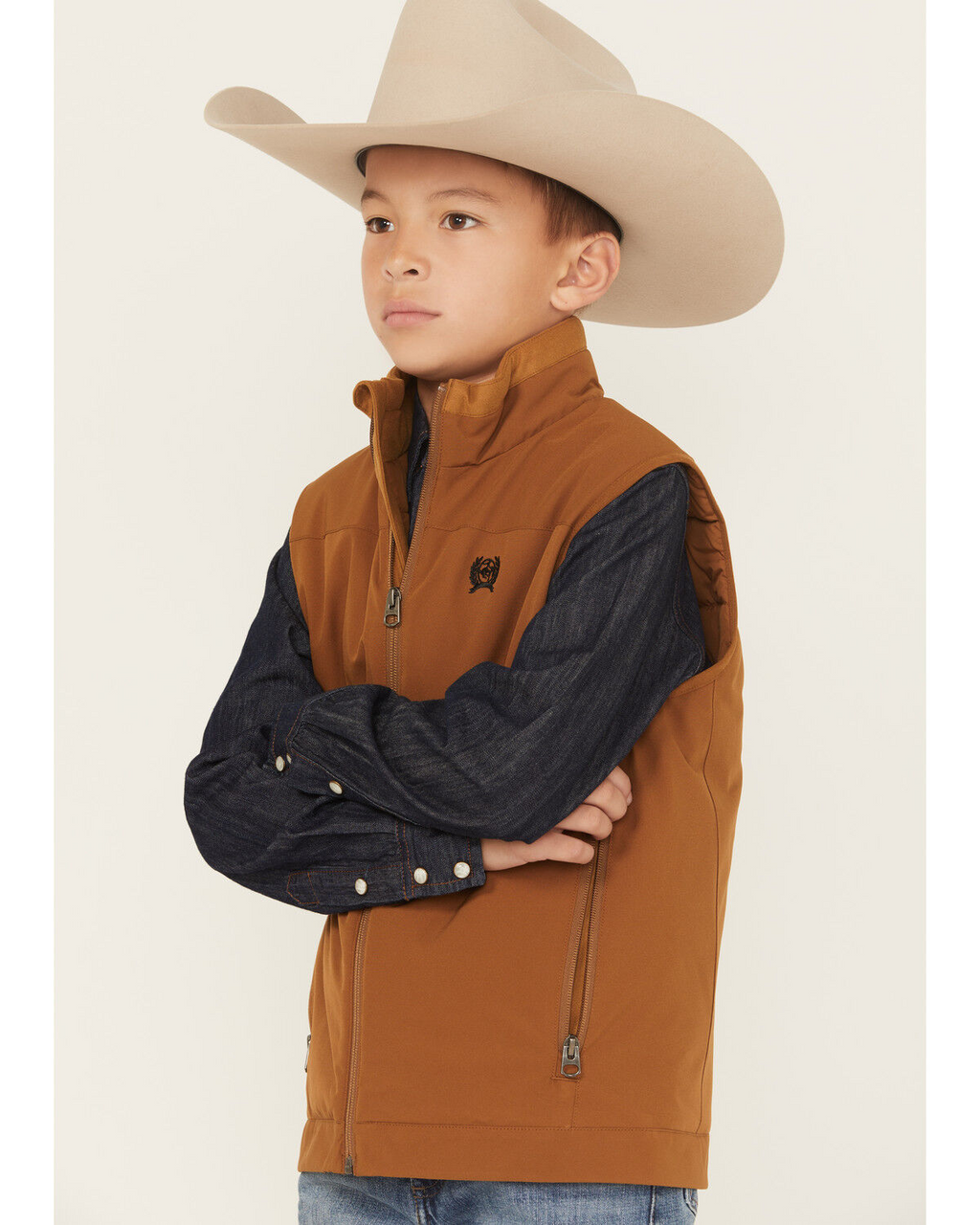 Cinch Brown Windproof Bonded Kids Boys Vest MWV5180001