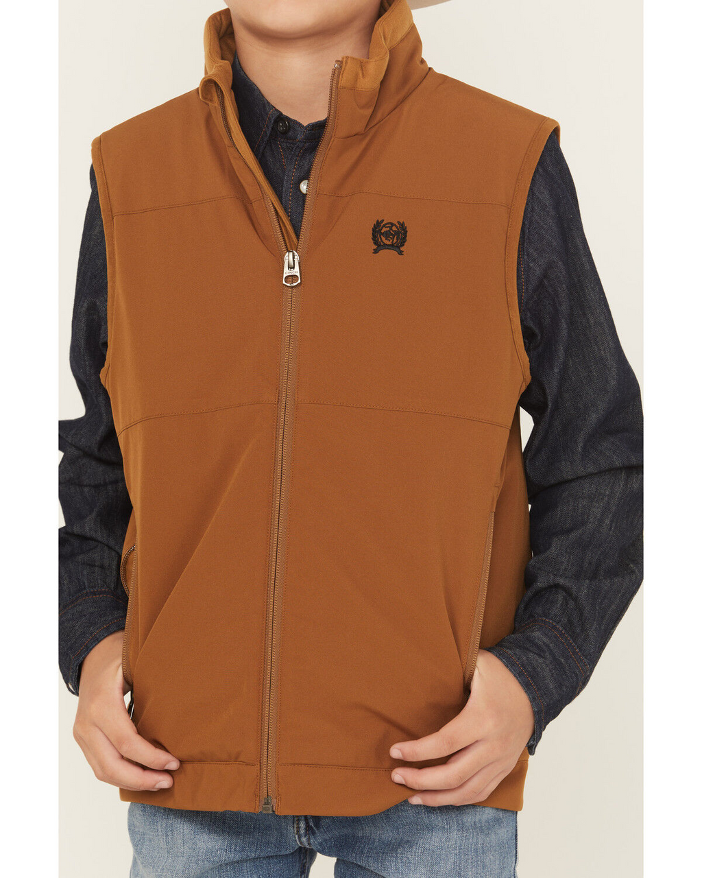 Cinch Brown Windproof Bonded Kids Boys Vest MWV5180001