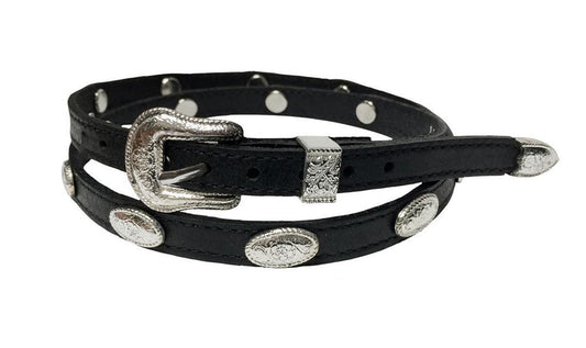 M&F Western Mens Hatband Oval Silver Conchos Black
