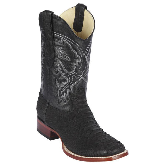 Los Altos Python Nobuck Black Leather Sole Square Toe