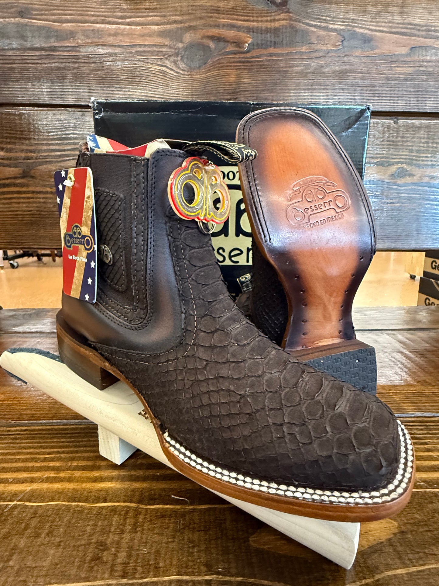 Besserro Brown Original Python Rodeo Botin