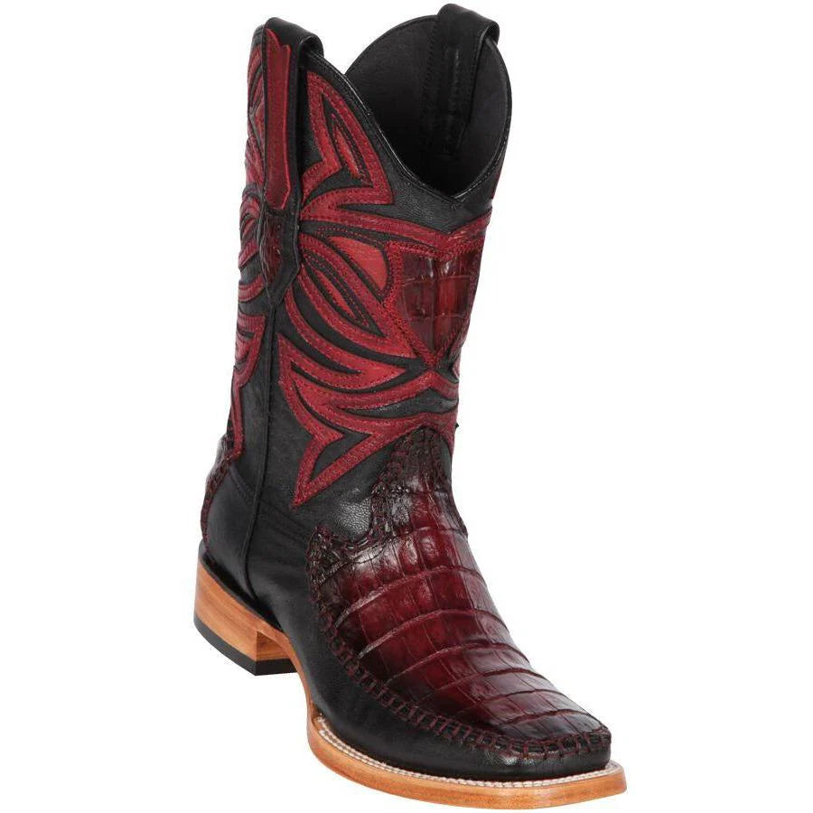 Los Altos Caiman Belly Faded Burgundy Square Toe