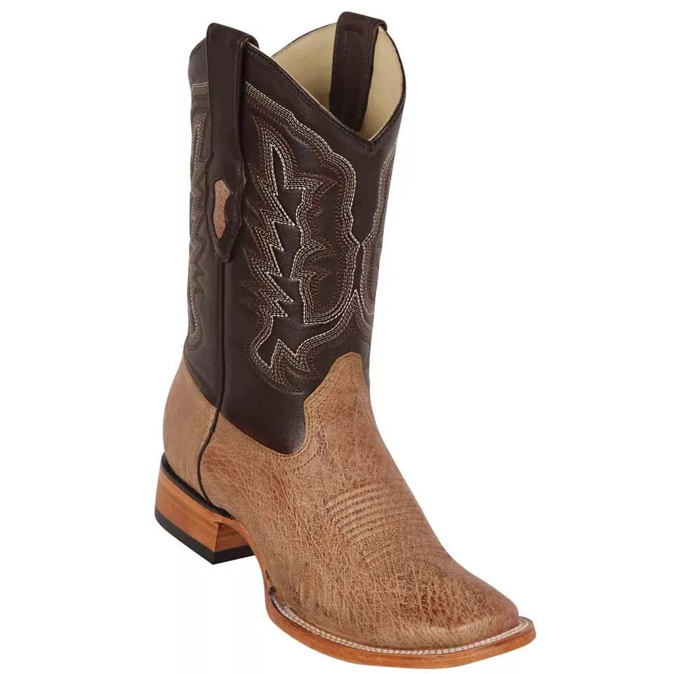 Los Altos Smooth Ostrich Mocha Leather Sole Square Toe
