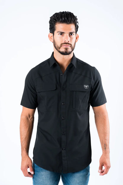 Platini Men's Fishing Black Short Sleeve Shirt PGS8784