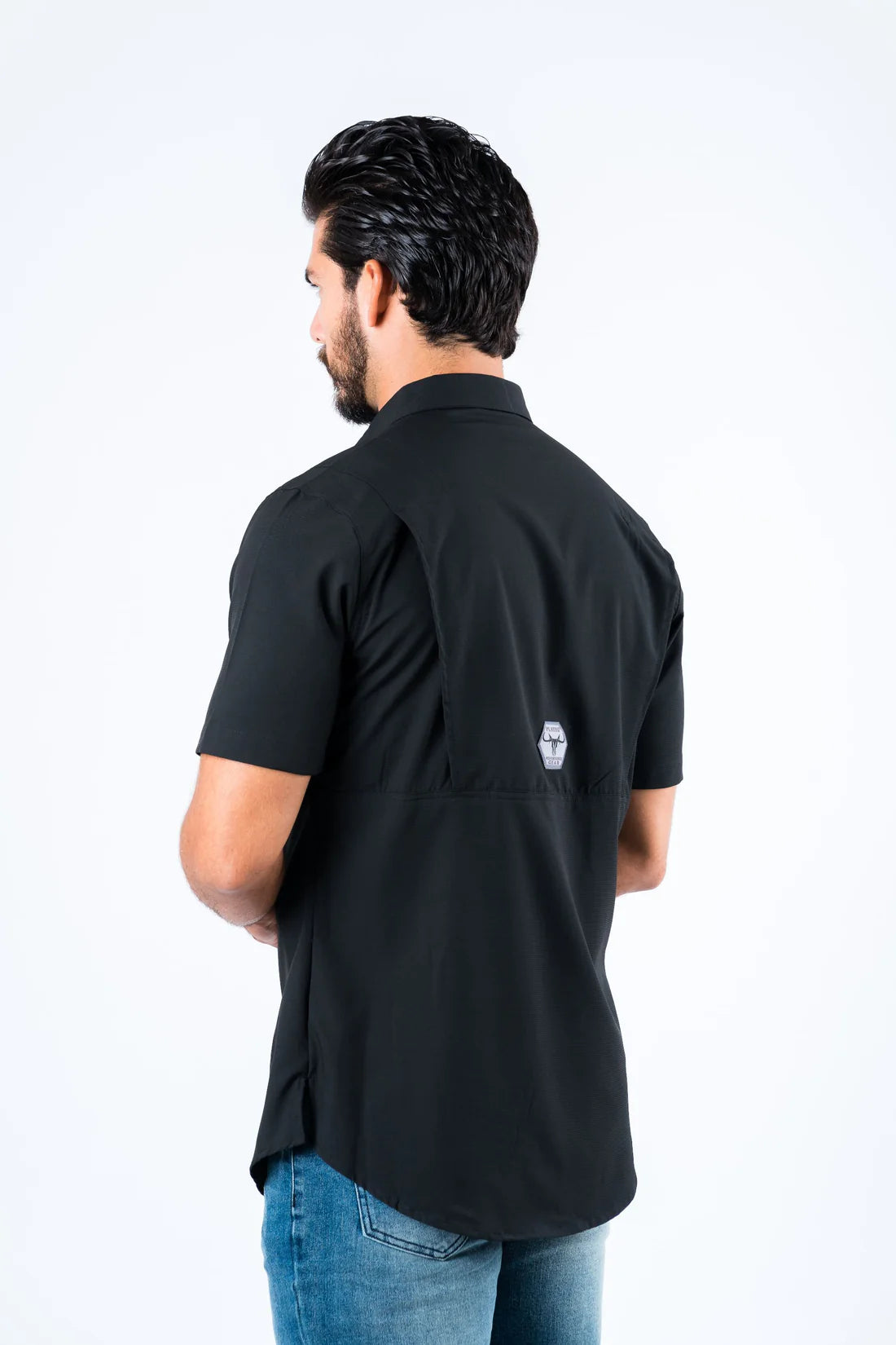 Platini Men's Fishing Black Short Sleeve Shirt PGS8784