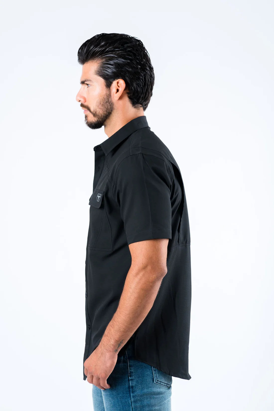 Platini Men's Fishing Black Short Sleeve Shirt PGS8784