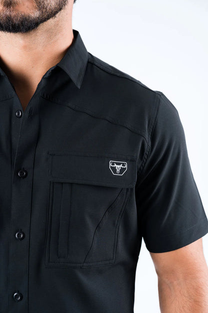 Platini Men's Fishing Black Short Sleeve Shirt PGS8784