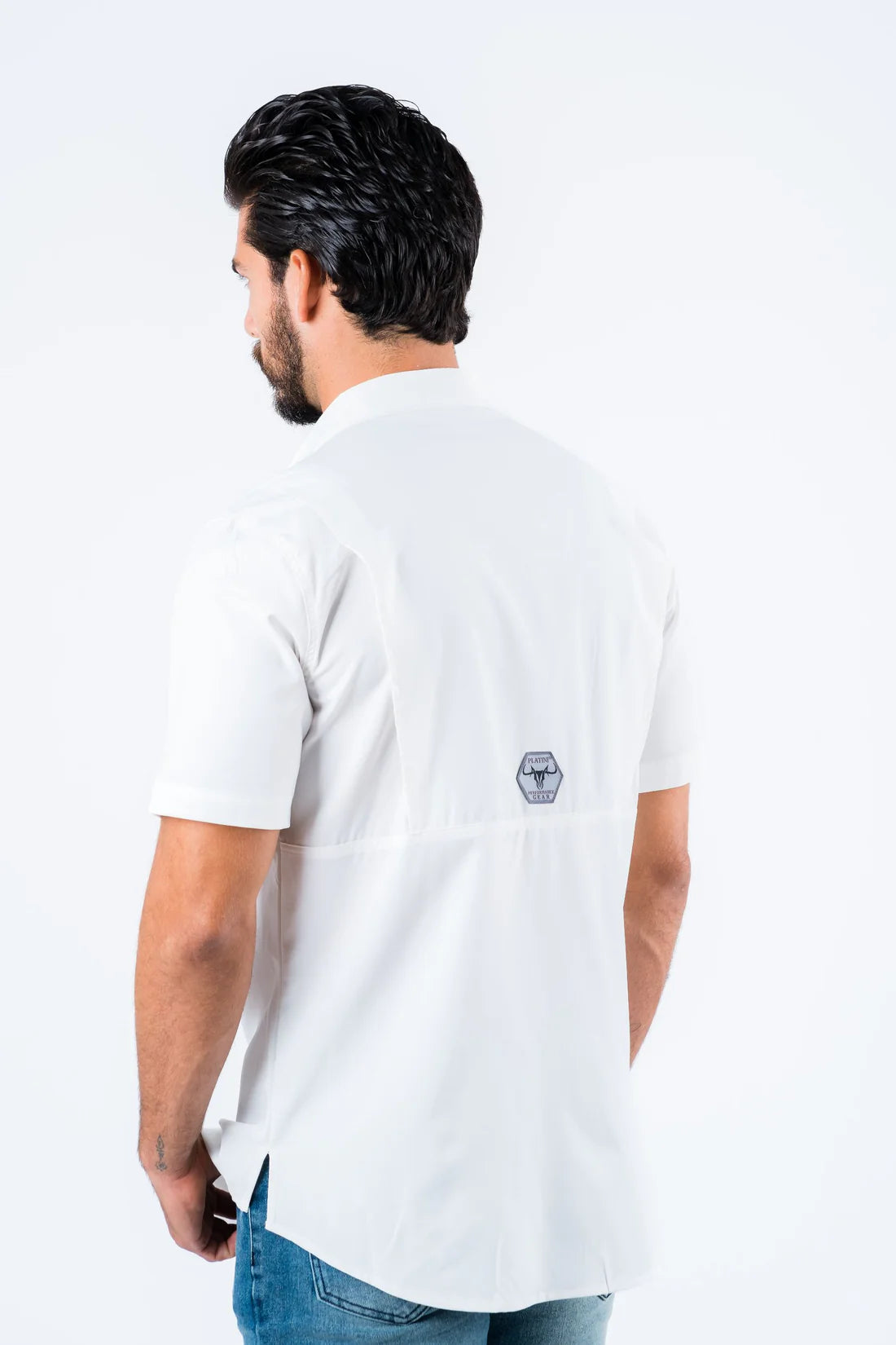 Platini Men's Fishing White Short Sleeve Shirt PGS8785