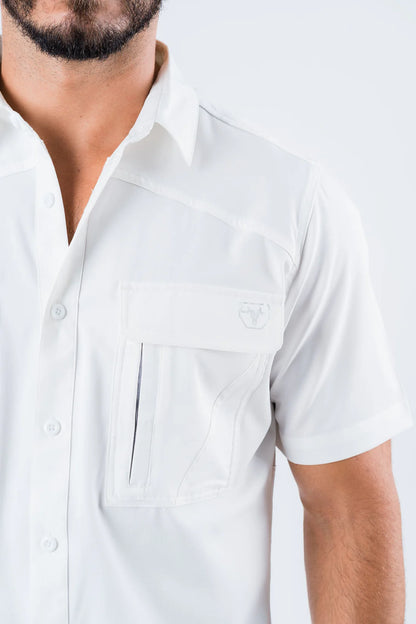 Platini Men's Fishing White Short Sleeve Shirt PGS8785