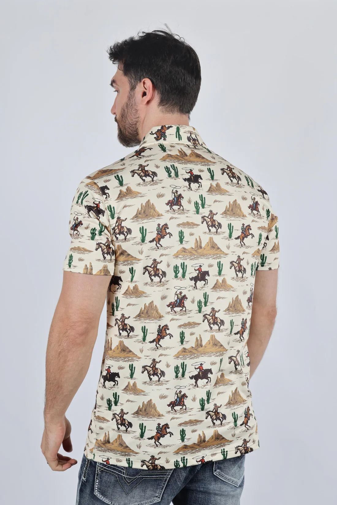 Platini Mens Modern Fit Stretch Cactus Print Polo AZP9907