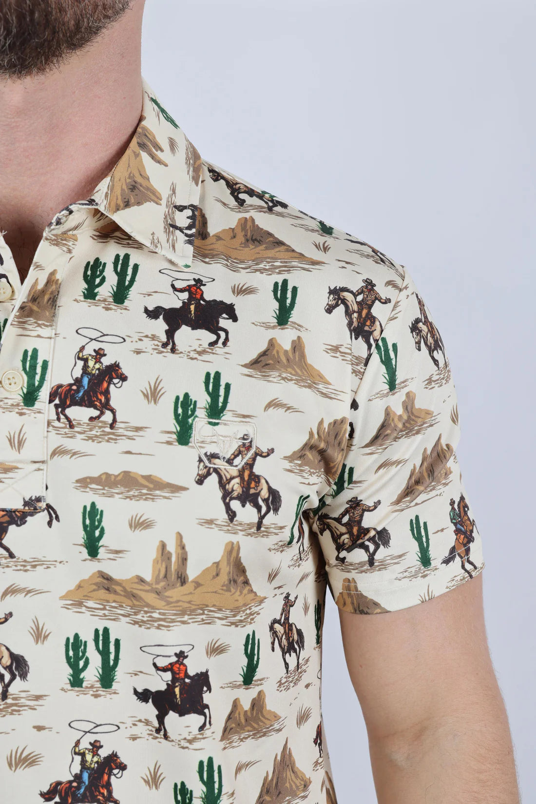 Platini Mens Modern Fit Stretch Cactus Print Polo AZP9907