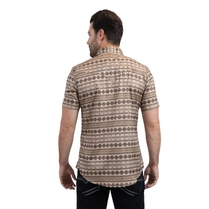 Platini Men's Performance Western Beige Short Sleeve Shirt PGW11149