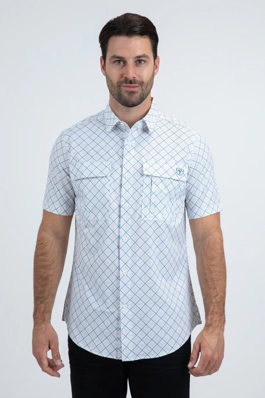 Platini Mens Performance Classic Fit Short Sleeve White Shirt PGS11114