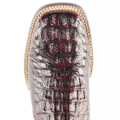 Wild West Boots Caiman Tail Black Cherry Square Toe