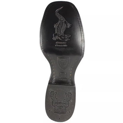 Wild West Boots Caiman Tail Black Cherry Square Toe