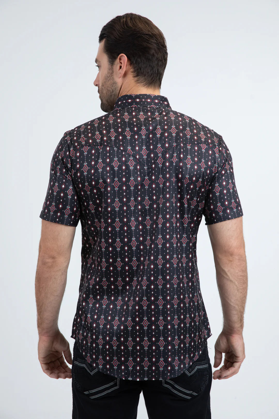 Platini Men's Performance Western Short Sleeve Black Shirt PWG11134