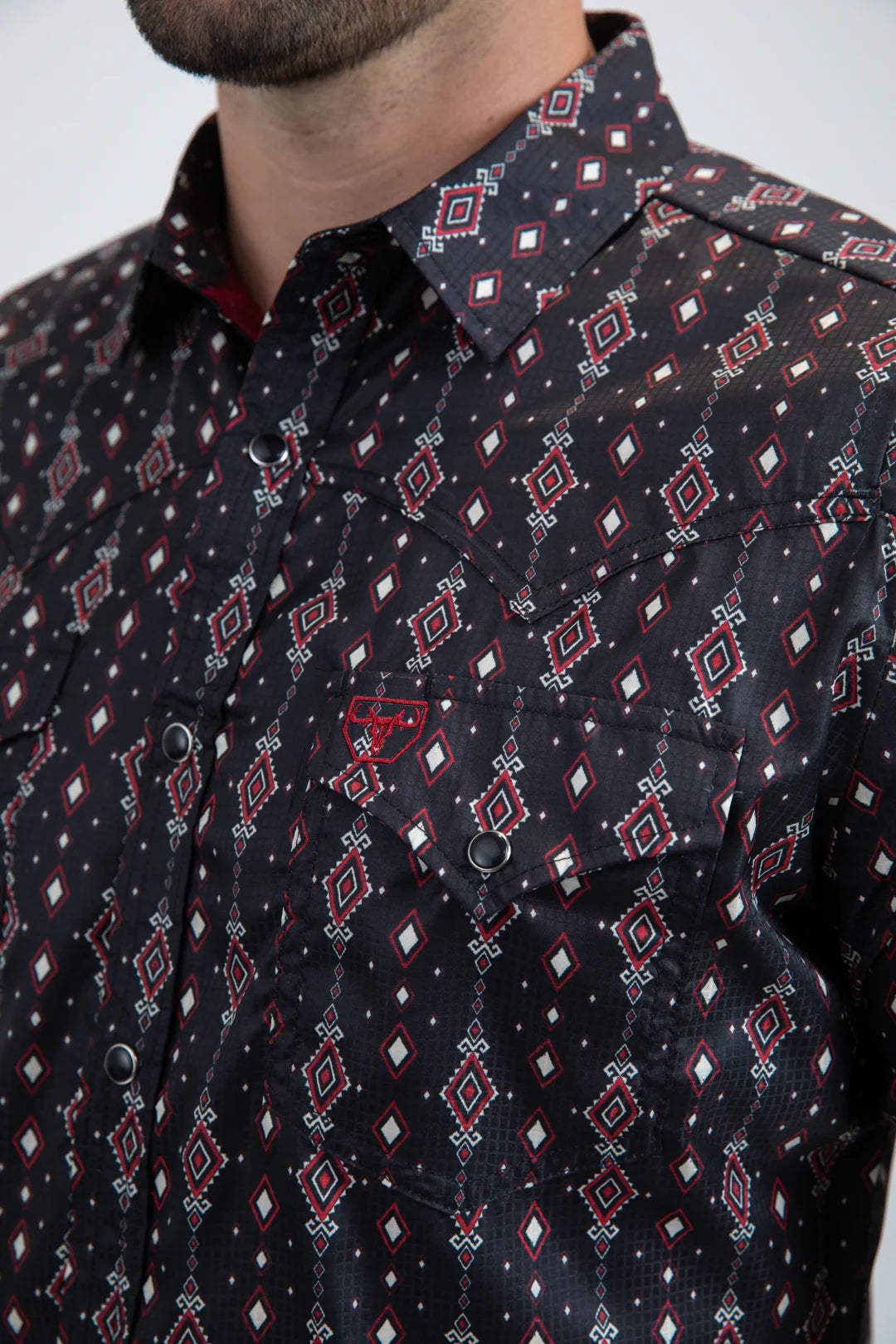 Platini Men's Performance Western Short Sleeve Black Shirt PWG11134