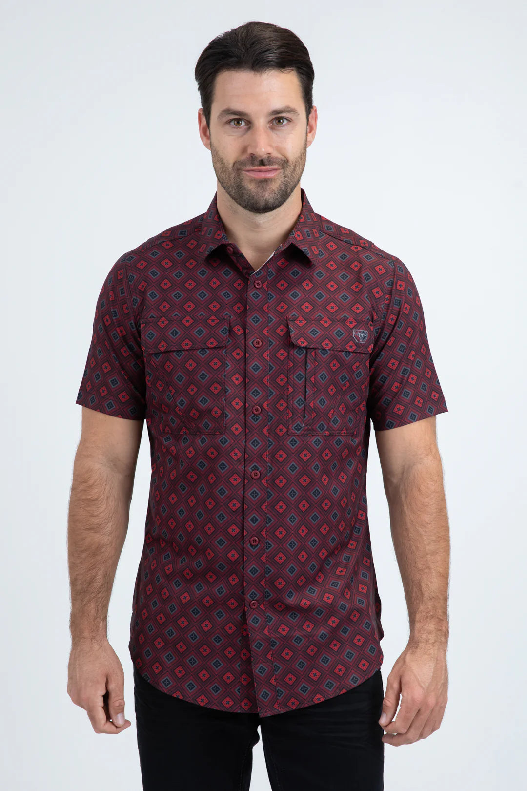Platini Mens Performance Classic Fit Short Sleeve Red Shirt PGS11132