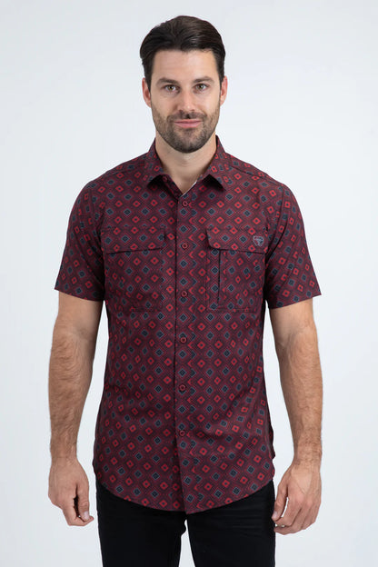 Platini Mens Performance Classic Fit Short Sleeve Red Shirt PGS11132