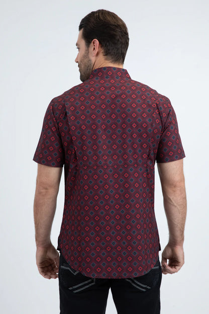 Platini Mens Performance Classic Fit Short Sleeve Red Shirt PGS11132