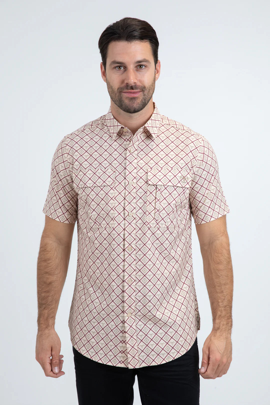 Platini Mens Performance Classic Fit Short Sleeve Beige Shirt PGS11115
