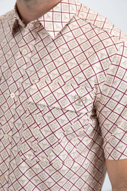 Platini Mens Performance Classic Fit Short Sleeve Beige Shirt PGS11115