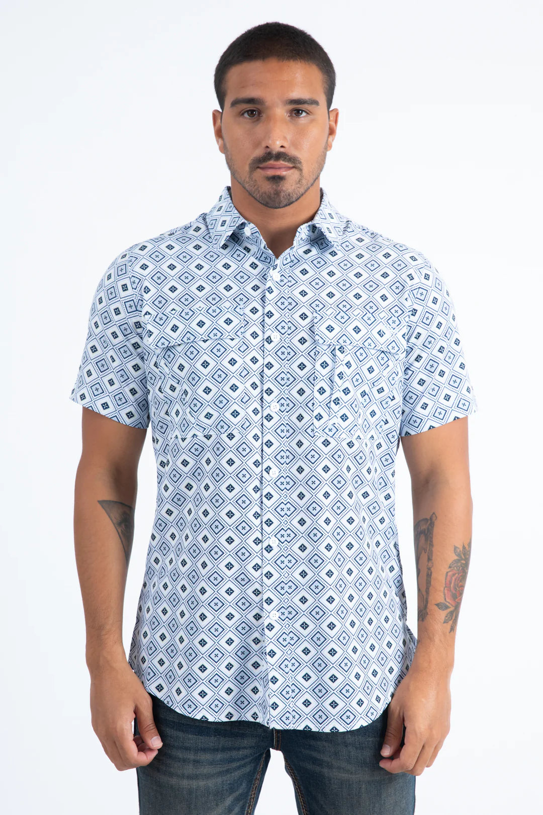Platini Mens Performance Classic Fit Short Sleeve White Shirt PGS11129