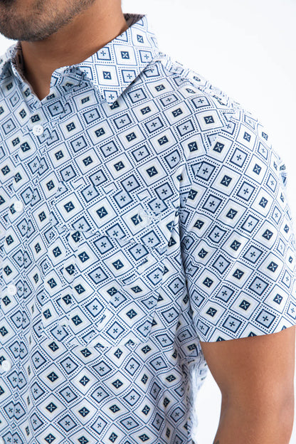 Platini Mens Performance Classic Fit Short Sleeve White Shirt PGS11129
