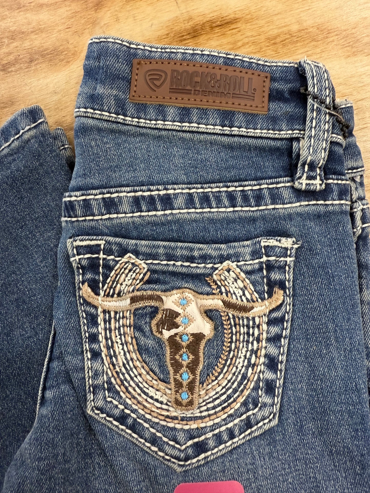 Rock&Roll Steer & Horseshoe Embroidered Bootcut Girls Jeans BG4MD07398