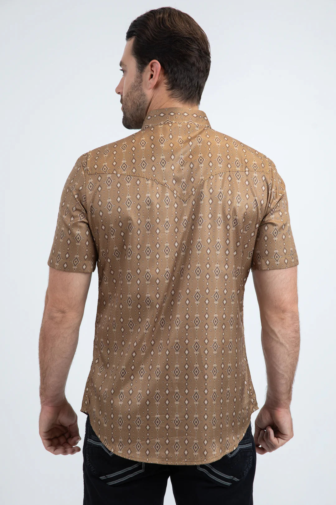 Platini Men's Performance Western Short Sleeve Camel Shirt PGW11136