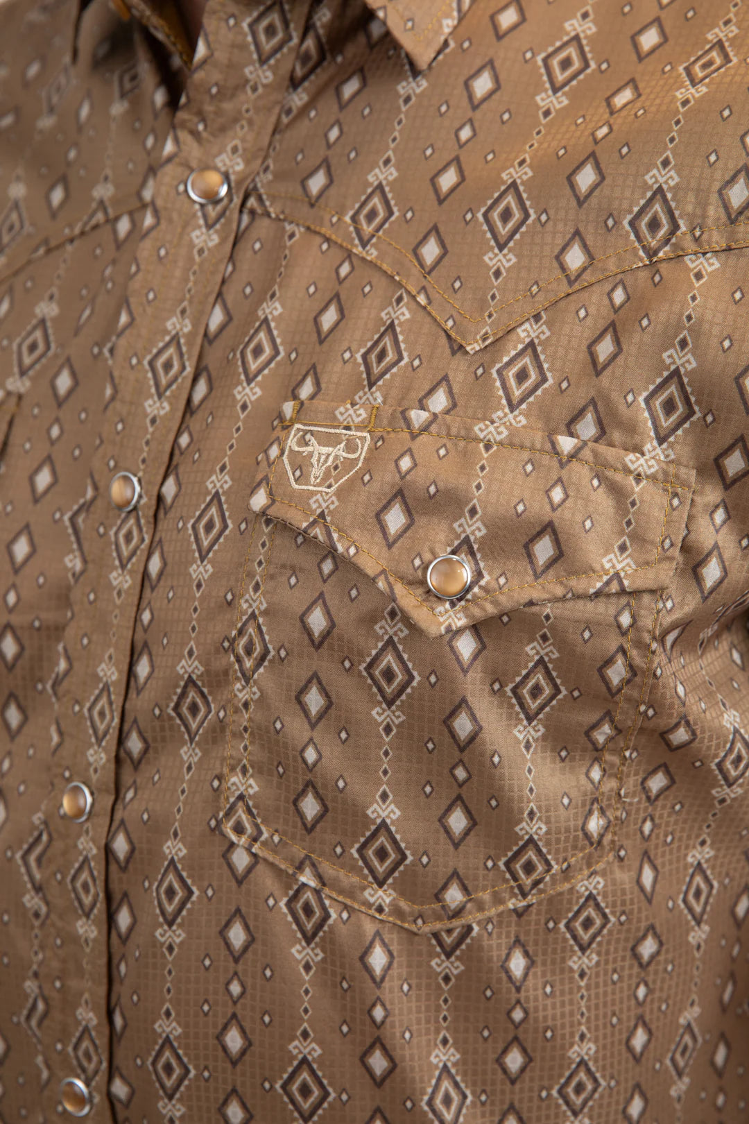 Platini Men's Performance Western Short Sleeve Camel Shirt PGW11136