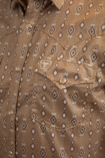 Platini Men's Performance Western Short Sleeve Camel Shirt PGW11136