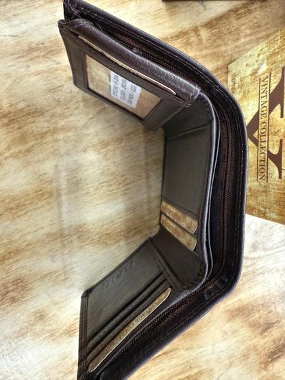 Vintage Collection Cartera Cafe De 3 Dobleces Con Cierre