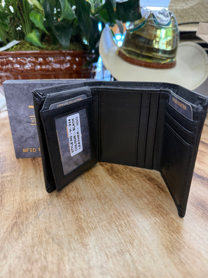 Vintage Collection Cartera Negra De 3 Dobleces Con Cierre