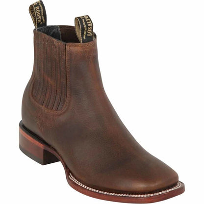 Los Altos Rage Walnut Leather Sole Square Toe Ankle Boot
