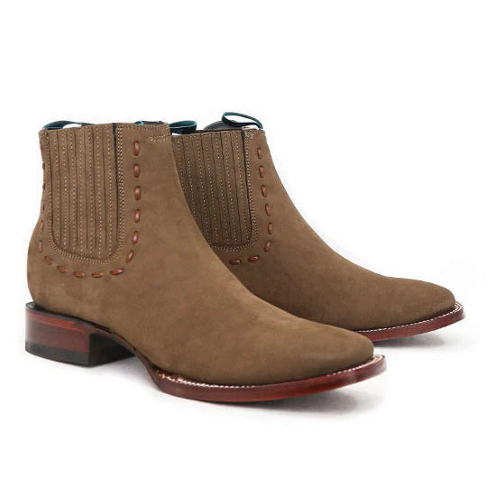 Los Altos Women Nobuck Taupe Leather Sole Ankle Boot