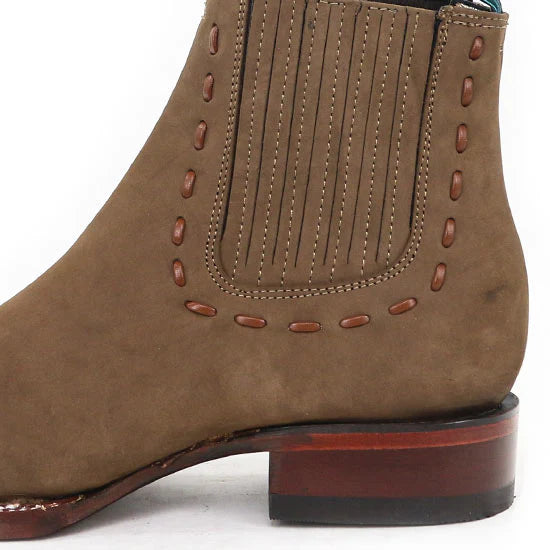 Los Altos Women Nobuck Taupe Leather Sole Ankle Boot