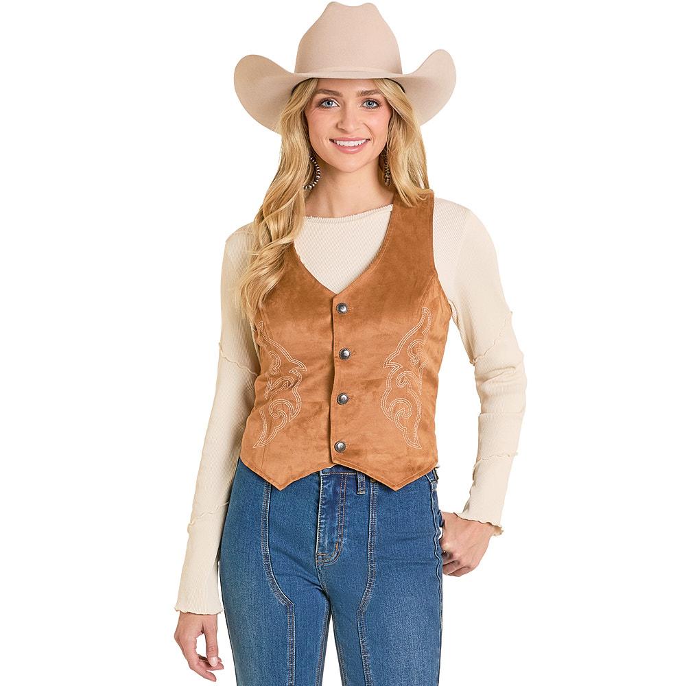 Rock&Roll Denim Women’s Camel Boot Stitch Microsuede Vest