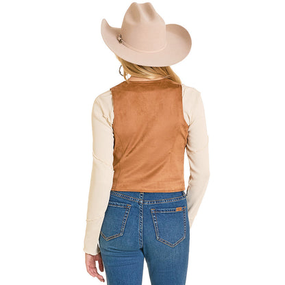 Rock&Roll Denim Women’s Camel Boot Stitch Microsuede Vest